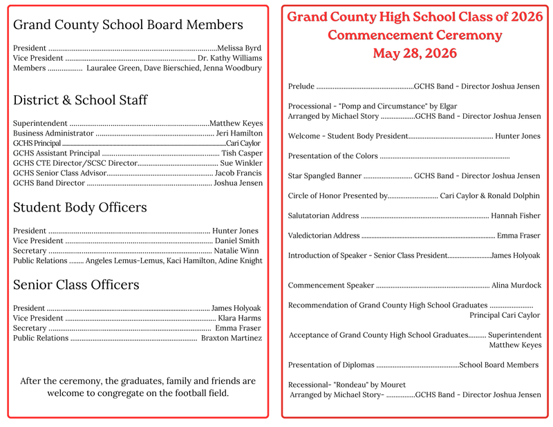 GCHS Class of 2026 program! Featured Photo