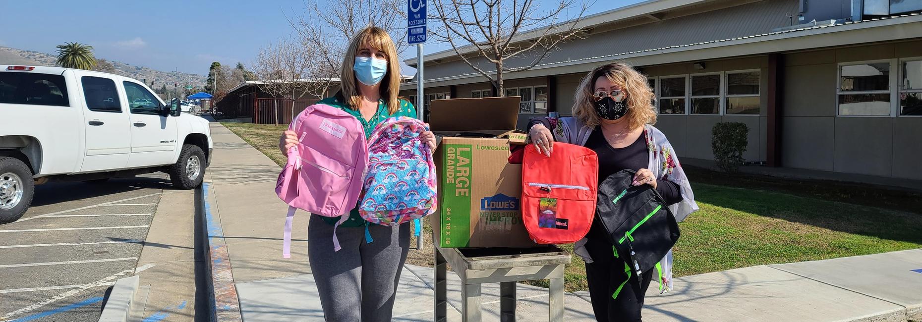 Backpacks and school supplies donated from Mothers United Against Gang Violence