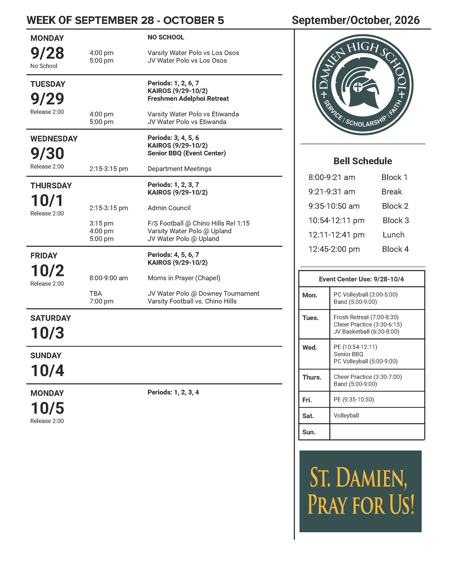 Weekly Schedule