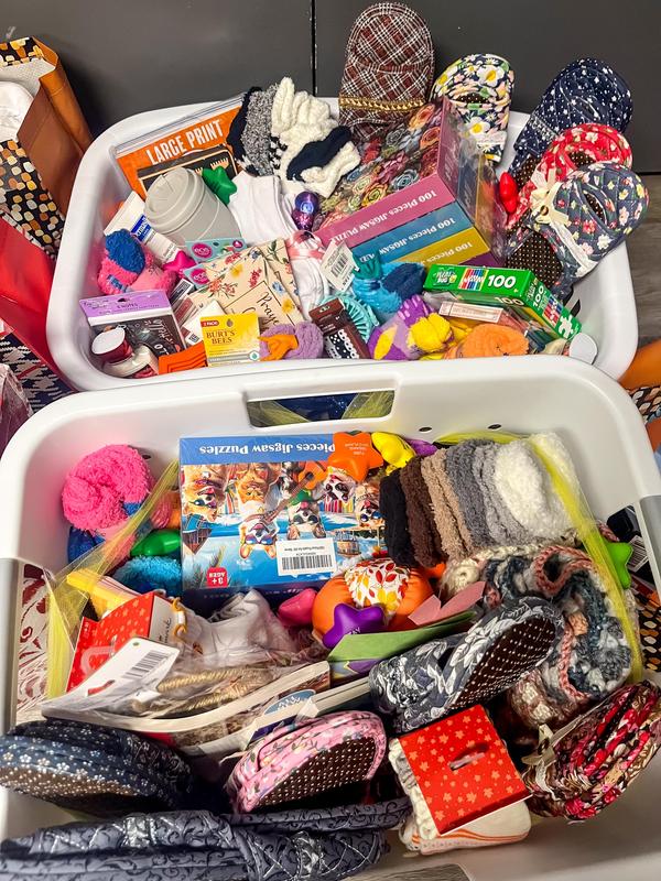 donation baskets for the Villas in Wolfforth donation