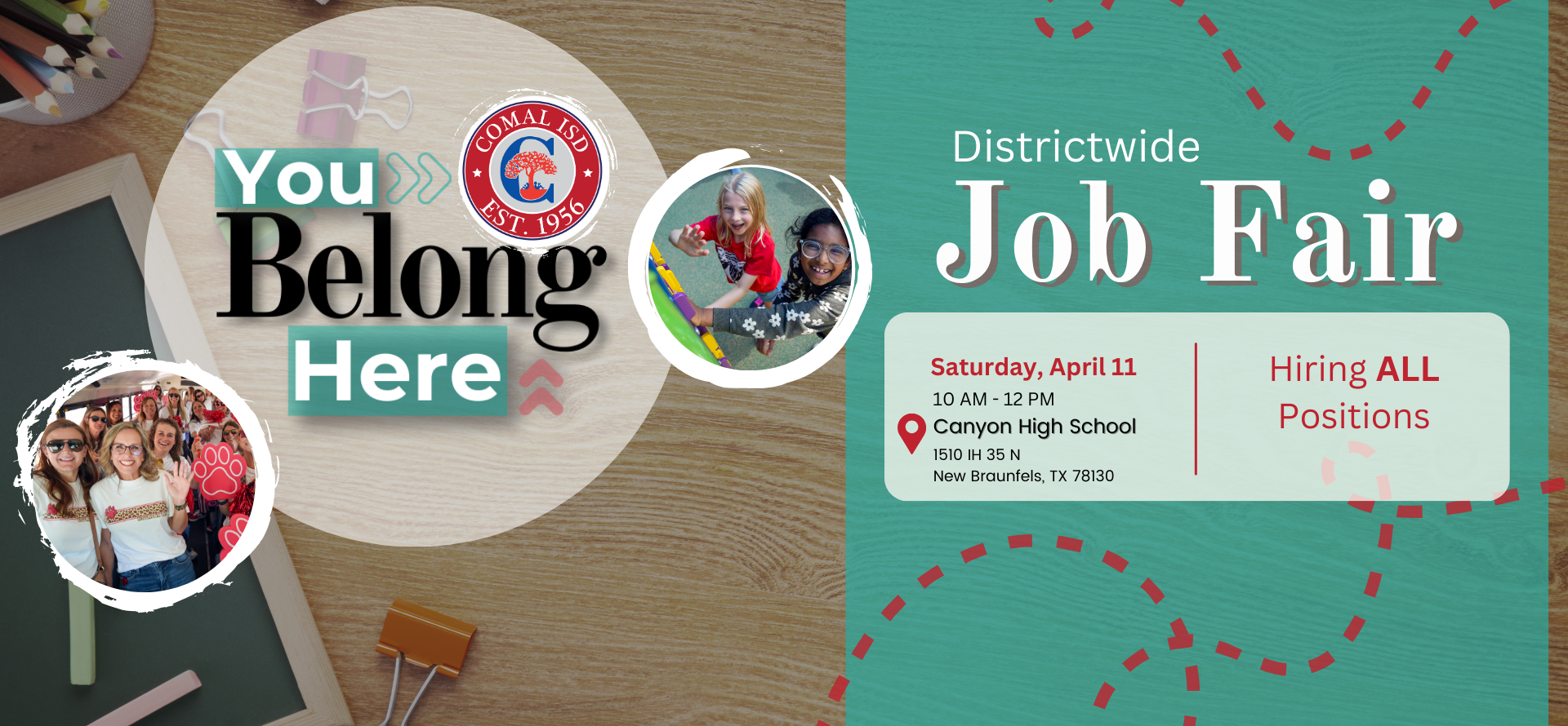 districtwide job fair on april 11 at canyon high school from 10am to 12pm.