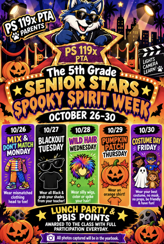 Senior Stars Spooky Spirit Week Flyer October 2026