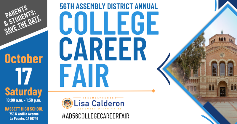 Flyer for 56th Assembly District Annual College and Career Fair