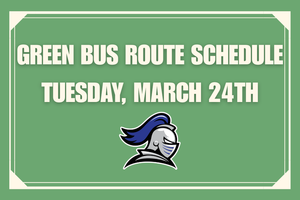 Green Bus Schedule for 3/24/26