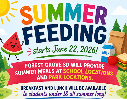 Summer Meals program information with a forest background