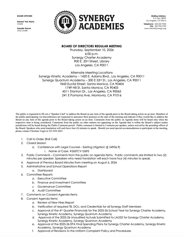 Board Meeting Agenda 9/10/26 Featured Photo