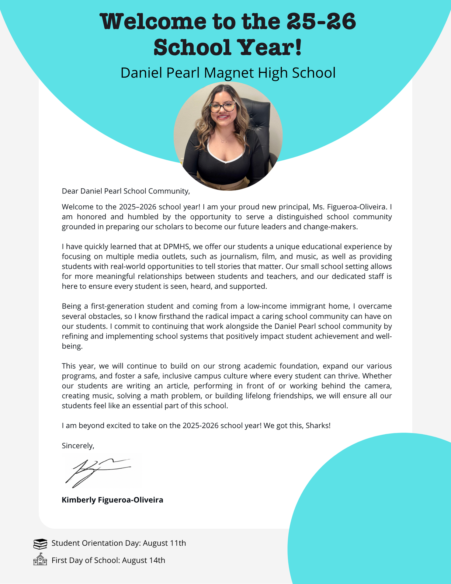 Principal's welcome message