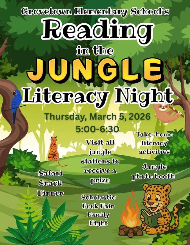 Reading in the Jungle Literacy Night Ad in English