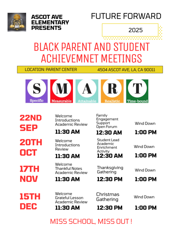 Black Parent & Student Achievement Meetings Flyer
