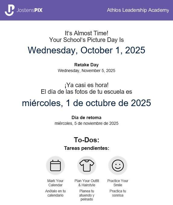 Picture Day is Wednesday, October 1st!