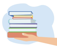 illustration of a hand with books in it.