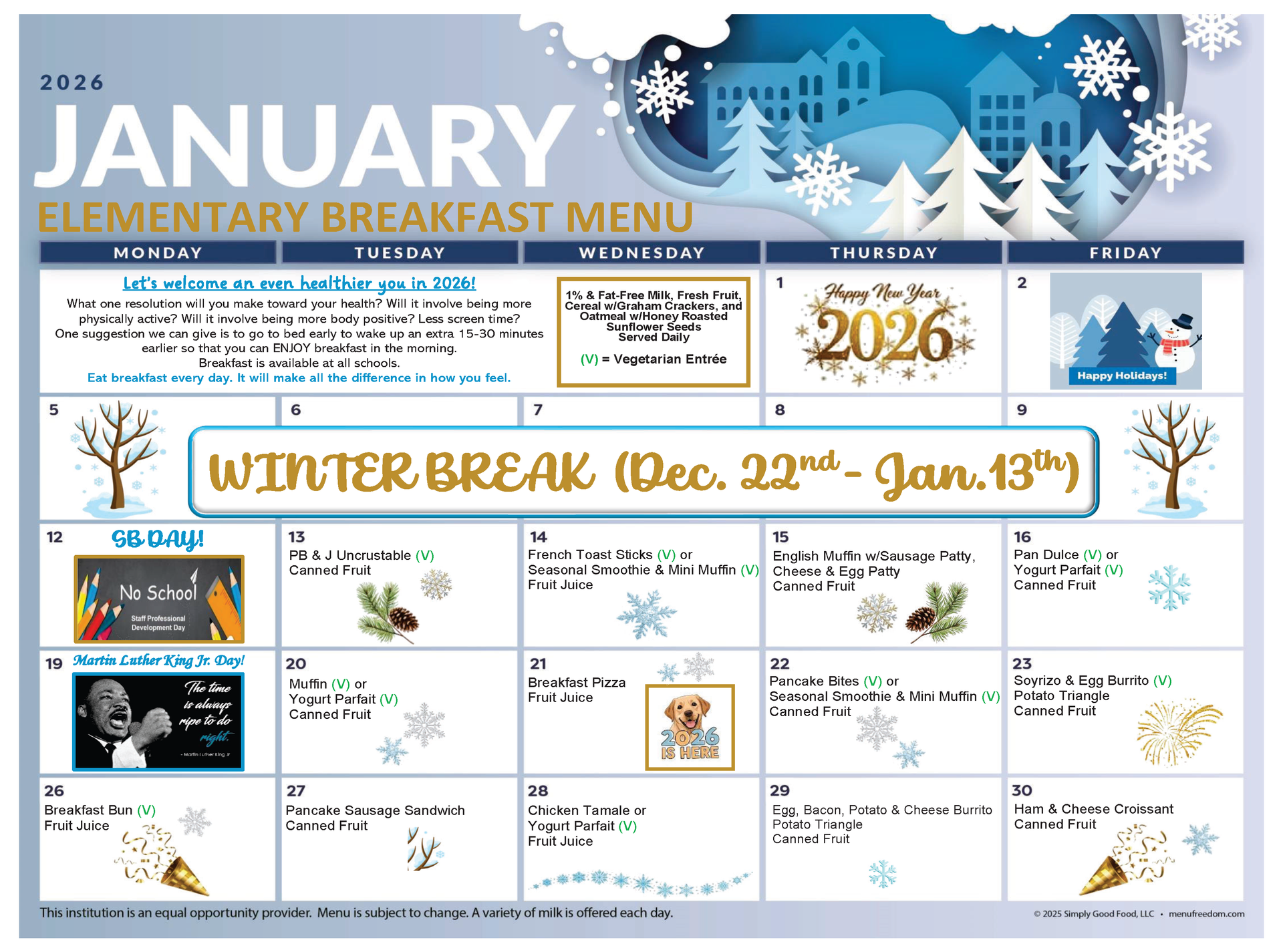 Elementary Breakfast Menu (click to view)