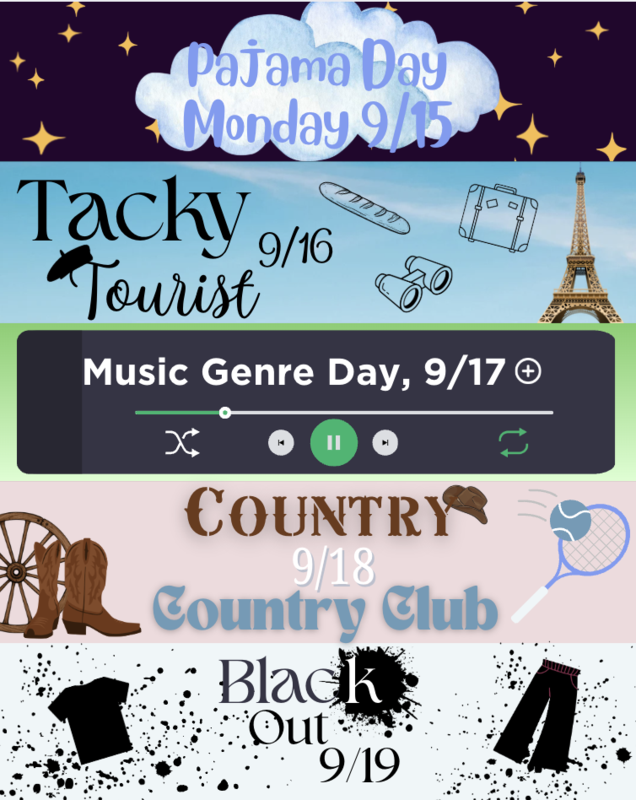 ASB's Homecoming spirit week is September 15th - September 19th!