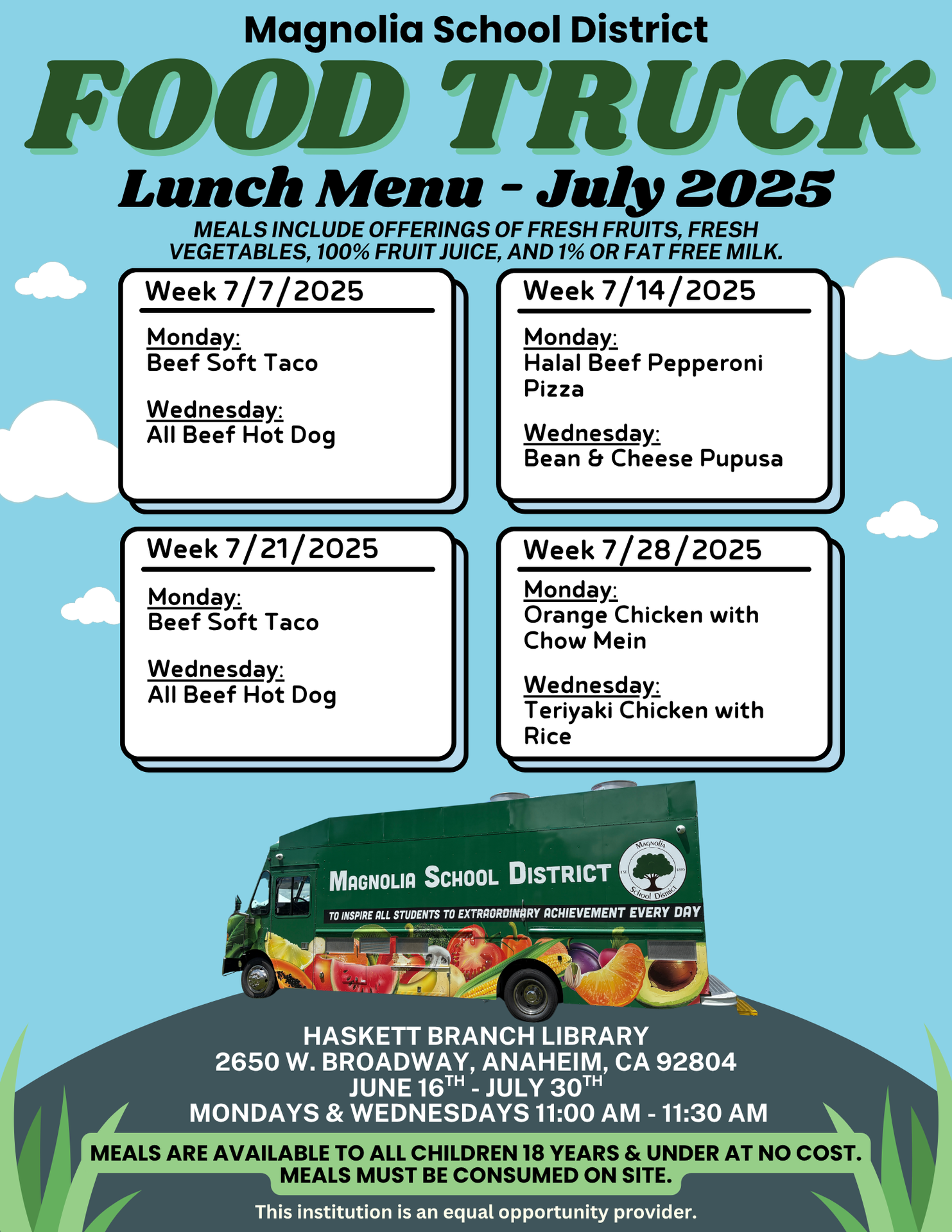 Food Truck Menu - July 2025 Updated