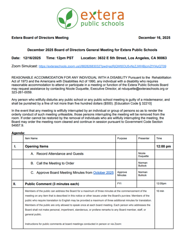 Board Meeting/ Junta Ejecutiva 12/16/25 Featured Photo