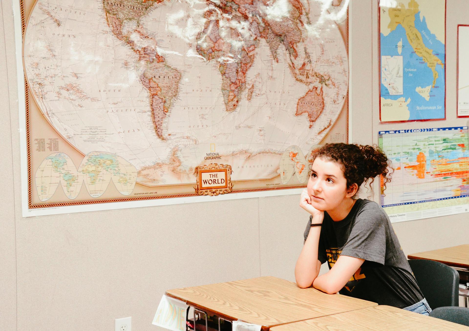 Student in class