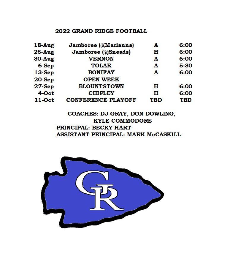 GRMS Football Schedule Football Grand Ridge School