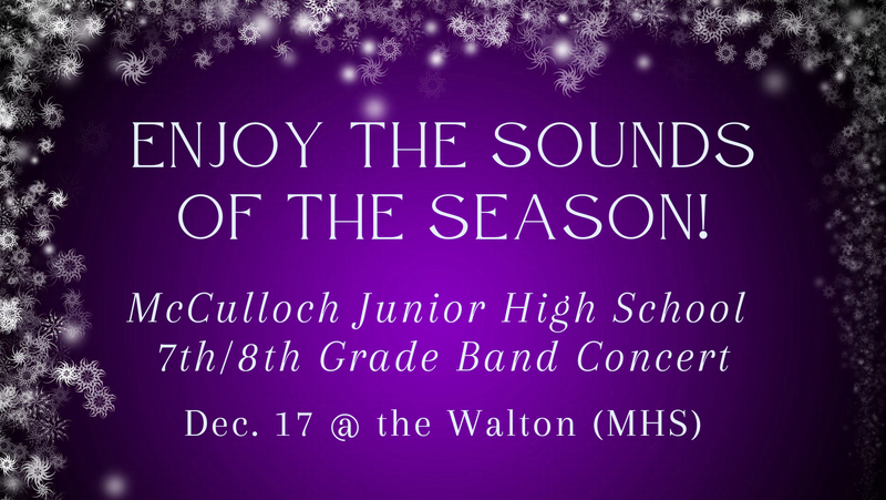 promo graphic - McCulloch Junior High holiday band concert 2025