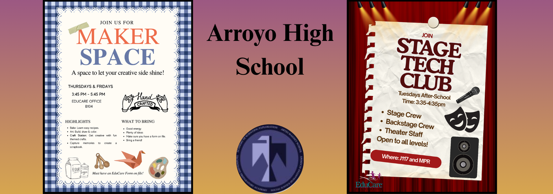 EduCare afterschool programs available to Arroyo High School Students for the 2026-2027 school year / Programas disponibles para despues de clases para los alumnos de Arroyo High School