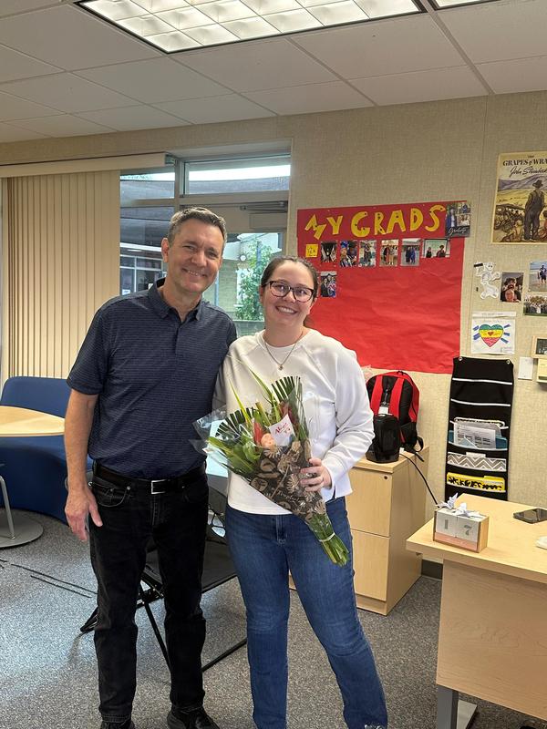 Diploma English teacher Alyson Mustazza and Principal Alain Henry