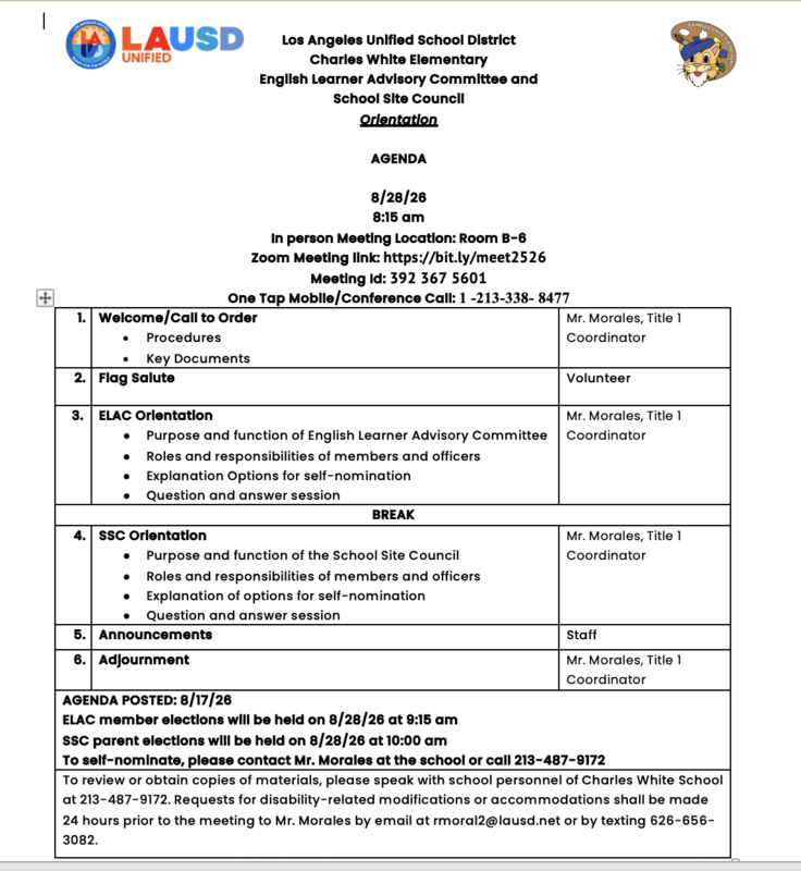 Orientation Agenda