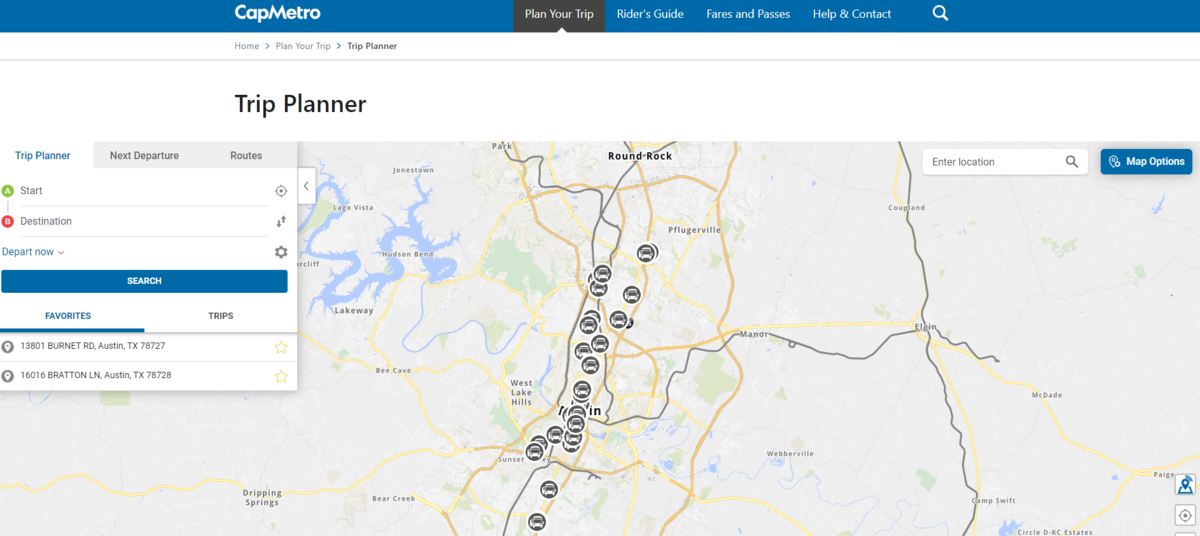 CapMetro Plan My Trip