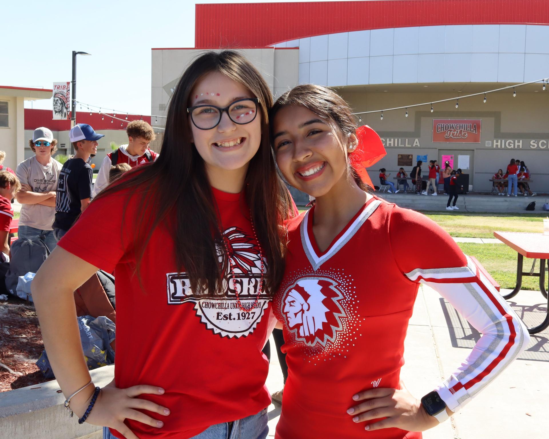 students wearing red to show school spirit