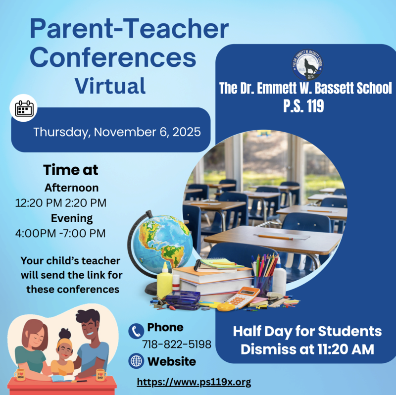 Parent Teacher Conferences Virtual Flyer November 2025