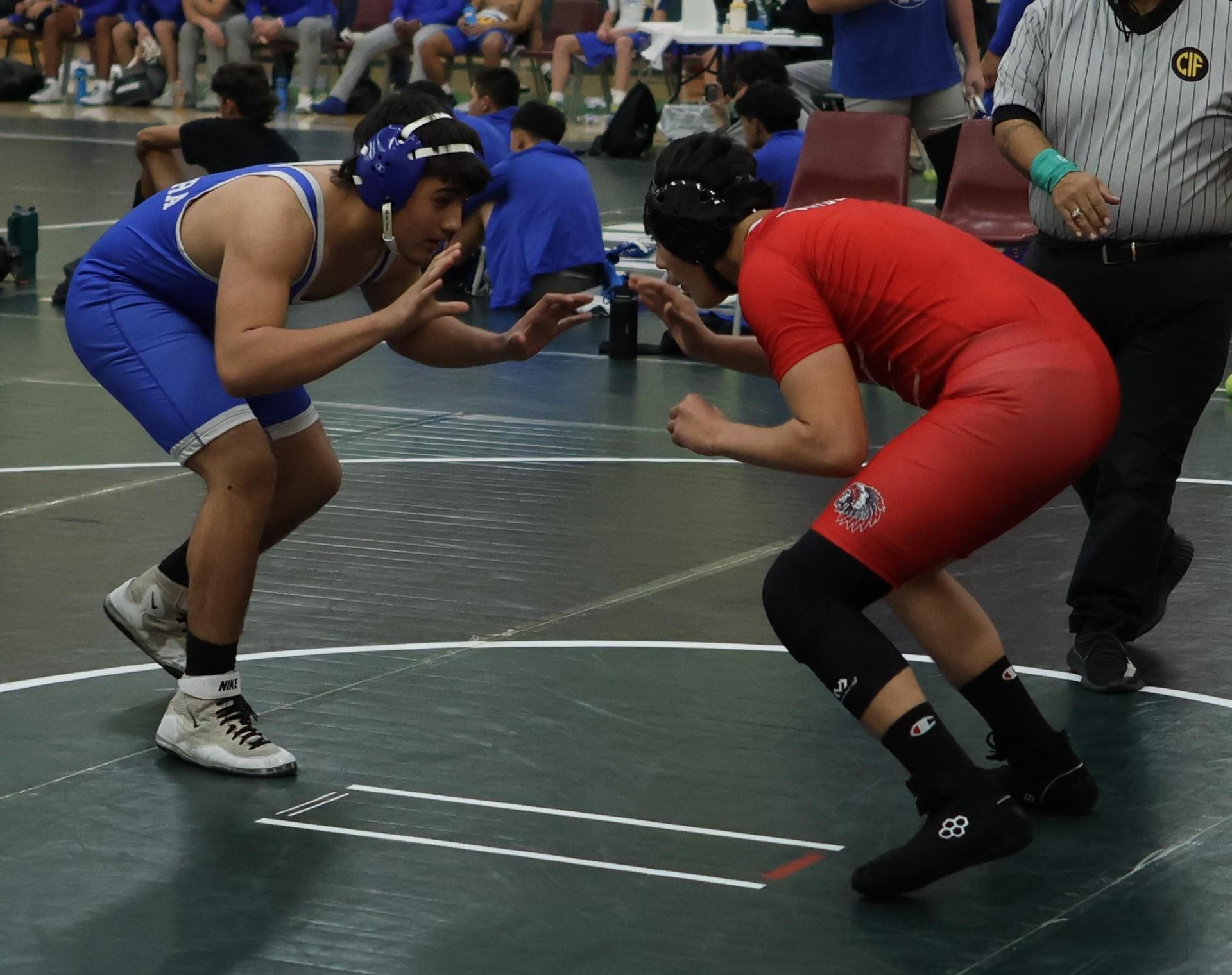 Boys wrestling in the Liberty Duals event 11