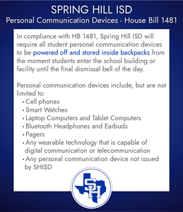 Personal Communication Devices - House Bill 1481