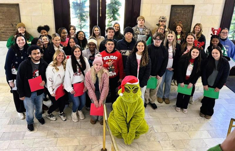 Southeast High School Beta Club Christmas Carolers inside Meridian City Hall