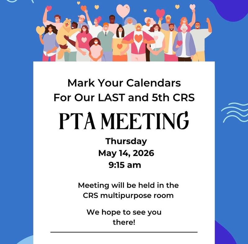 PTA Meeting, Thursday, May 14th