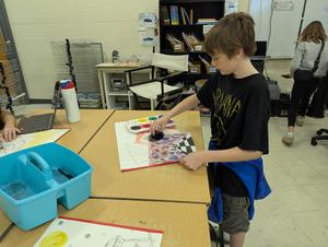 Sixth grade students have been working on drawing an aquarium
