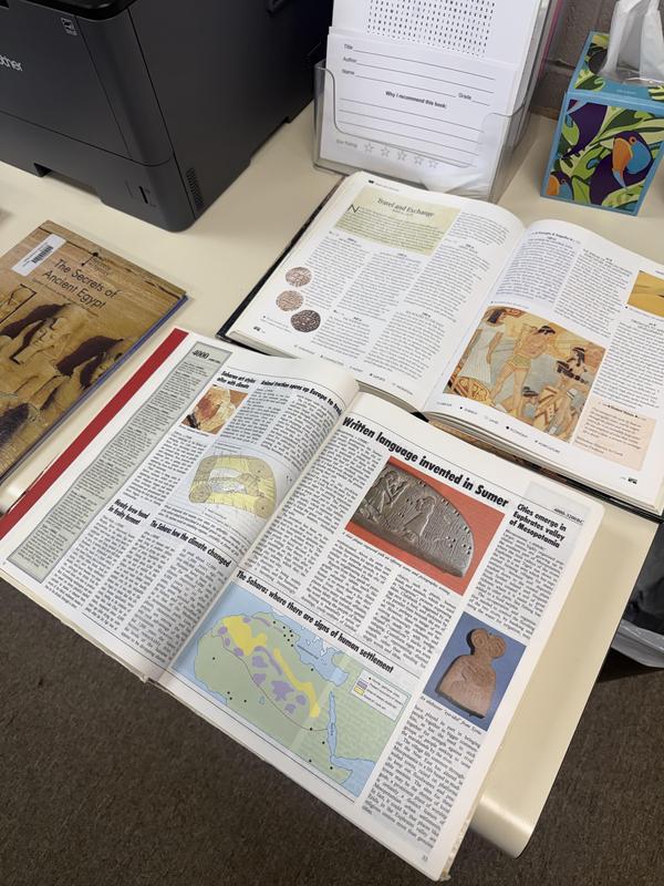 Another image of books available for students to use on ancient civilizations