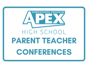parent teacher conference flyer with APEX logo