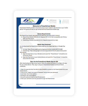 MIMMSAD Parent Powerschool Access