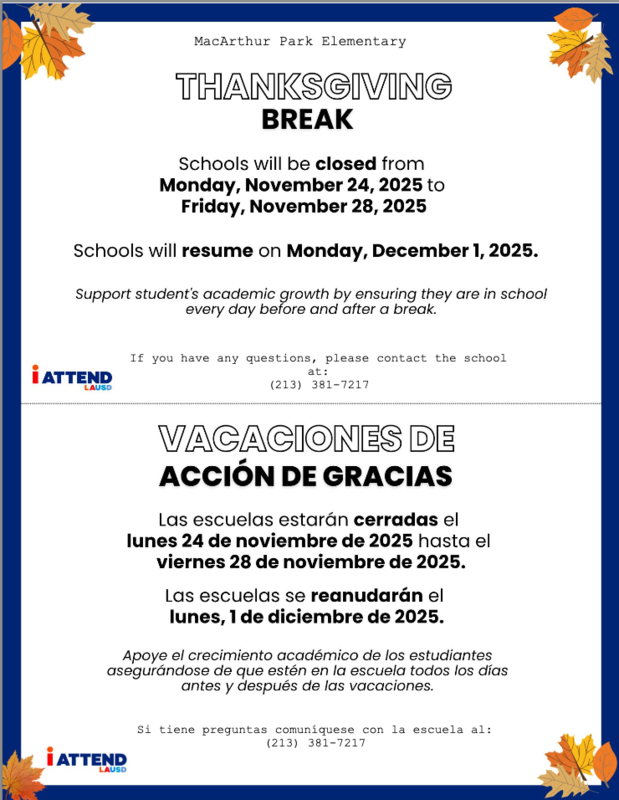 Thanksgiving break flyer