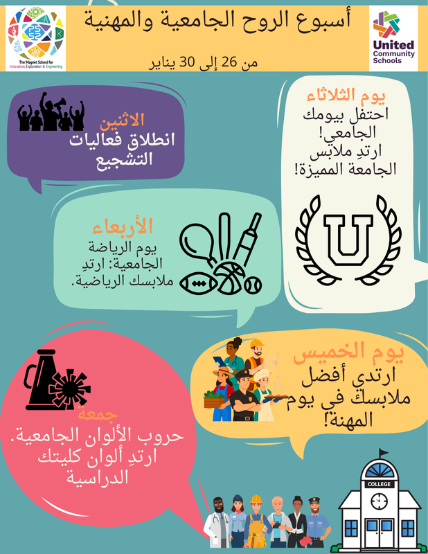 school flyer for college week - Arabic