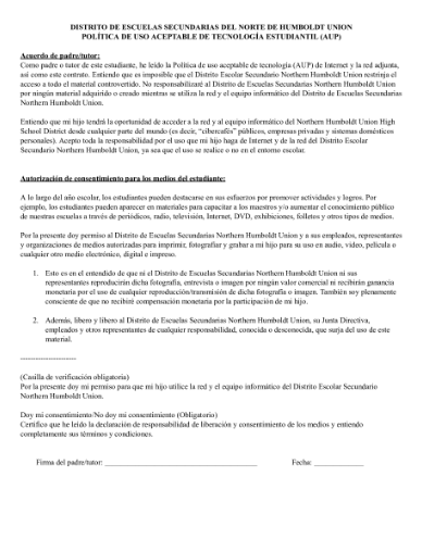 Student Technology Acceptable Use Policy Spanish