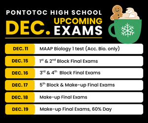 The infographic highlights the exam dates as well as the state test for the accelerated biology classes.