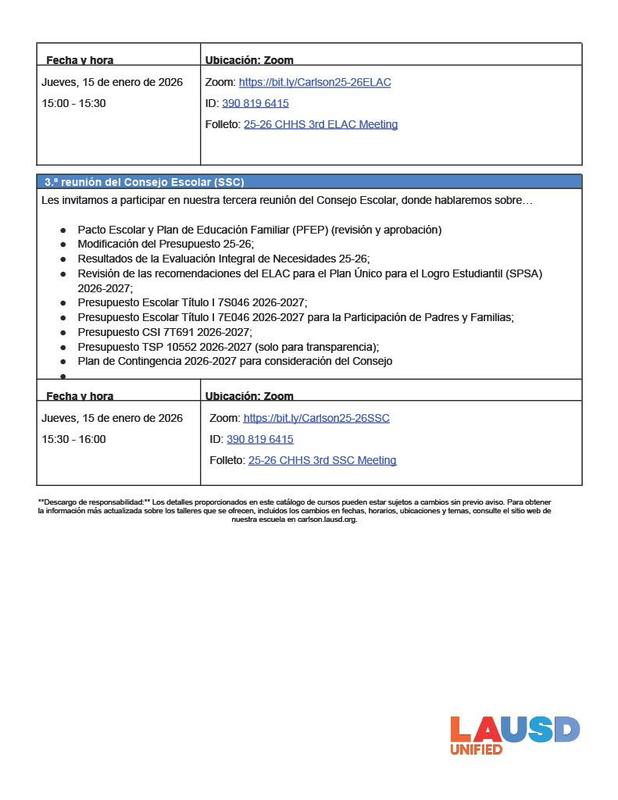 flyer for family academy course 4