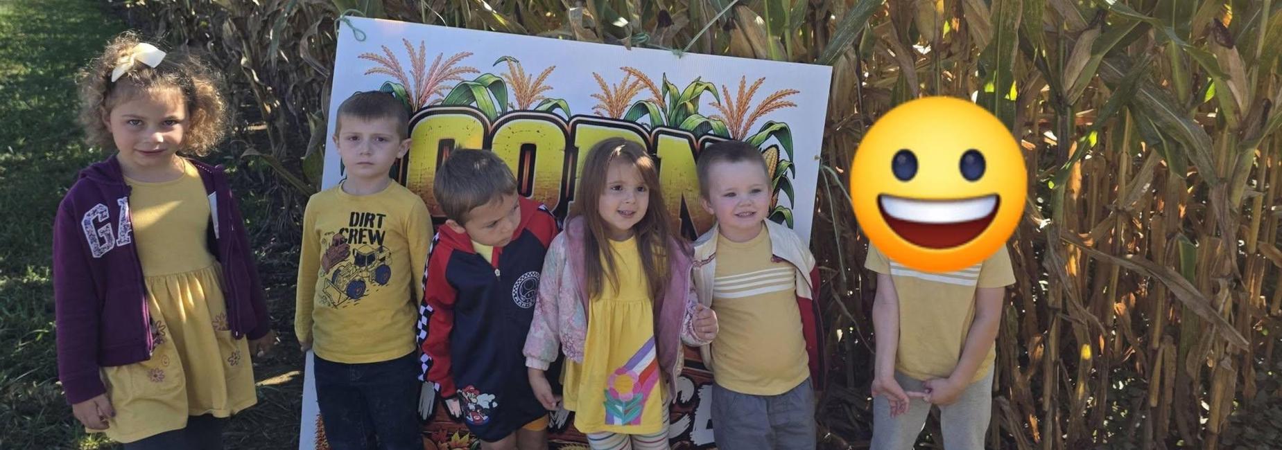 PreK students at the Corn Maze
