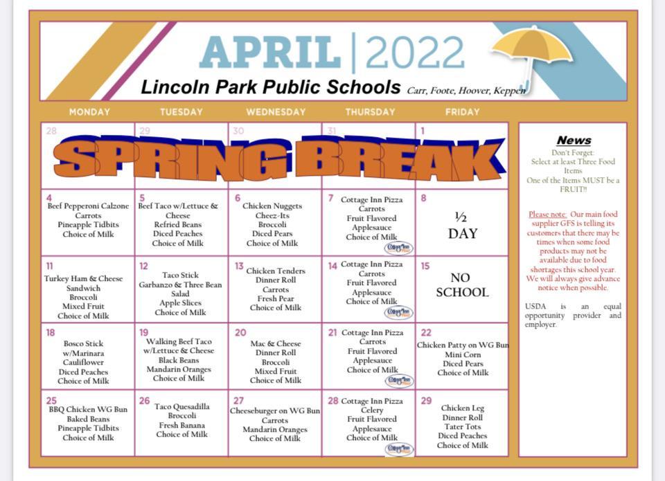 Main Page Food Services Lincoln Park Public Schools