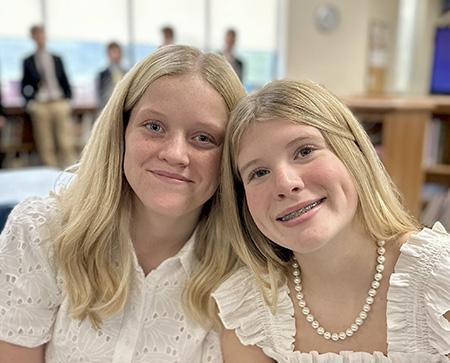 Two of James River Day School's 8th-graders pose during picture day.