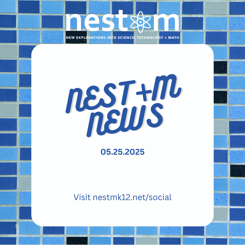 mage of mosaic tiles surrounding a white square with the words NEST+m News in the middle.