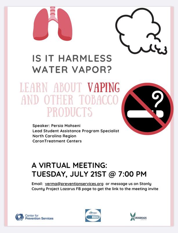Learn about vaping and other tobacco products at this virtual meeting on Tuesday July 21st at 7:00pm. #stayinformed #wattwatt Featured Photo