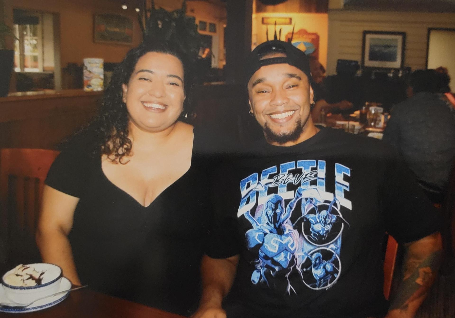 Mrs. Finlay and her husband celebrating her 27th birthday