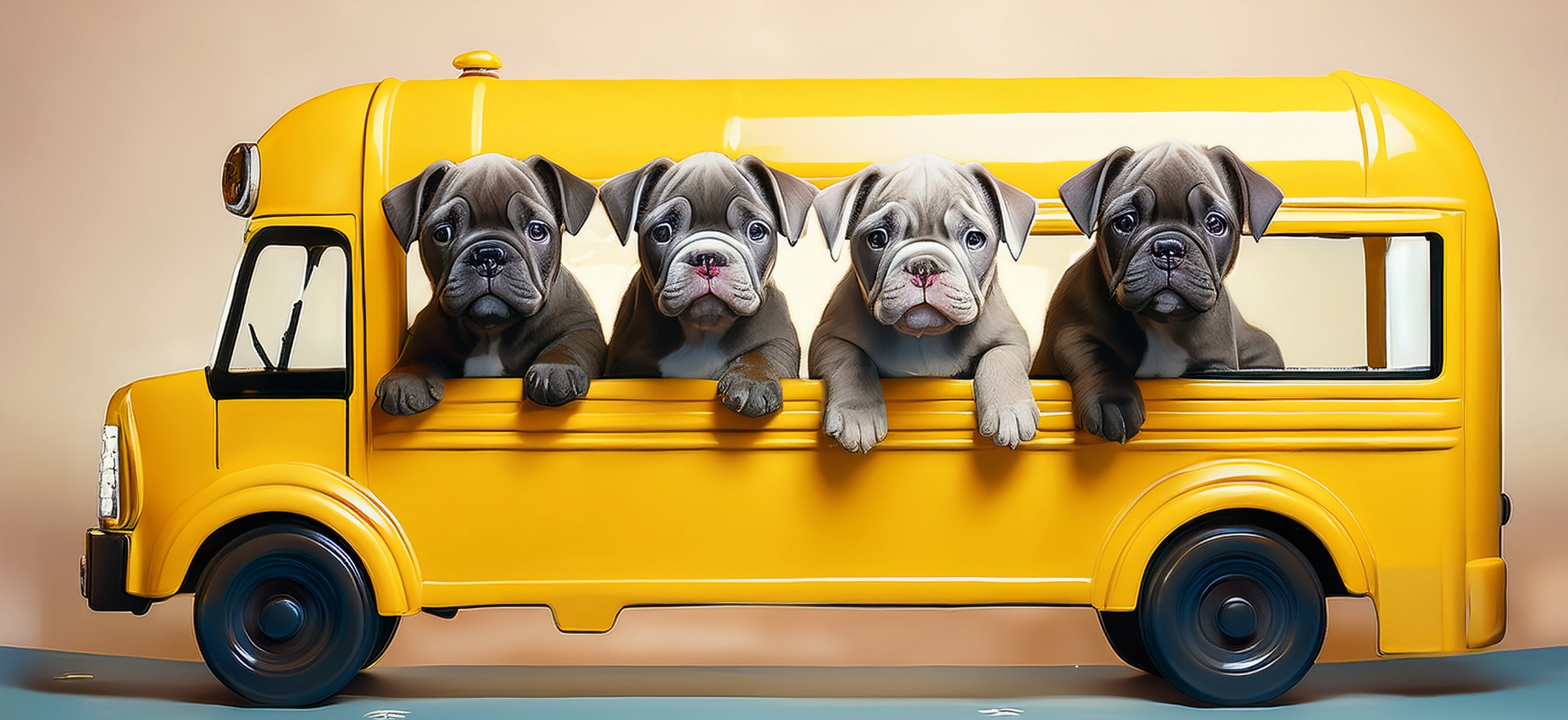 School Bus Full of Bulldogs