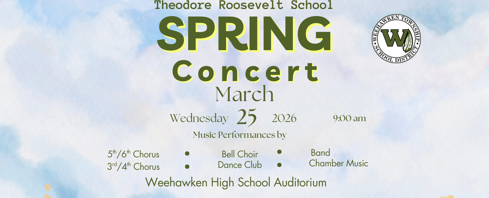 TRS Spring Concert
March 25th 9AM
WHS Auditorium