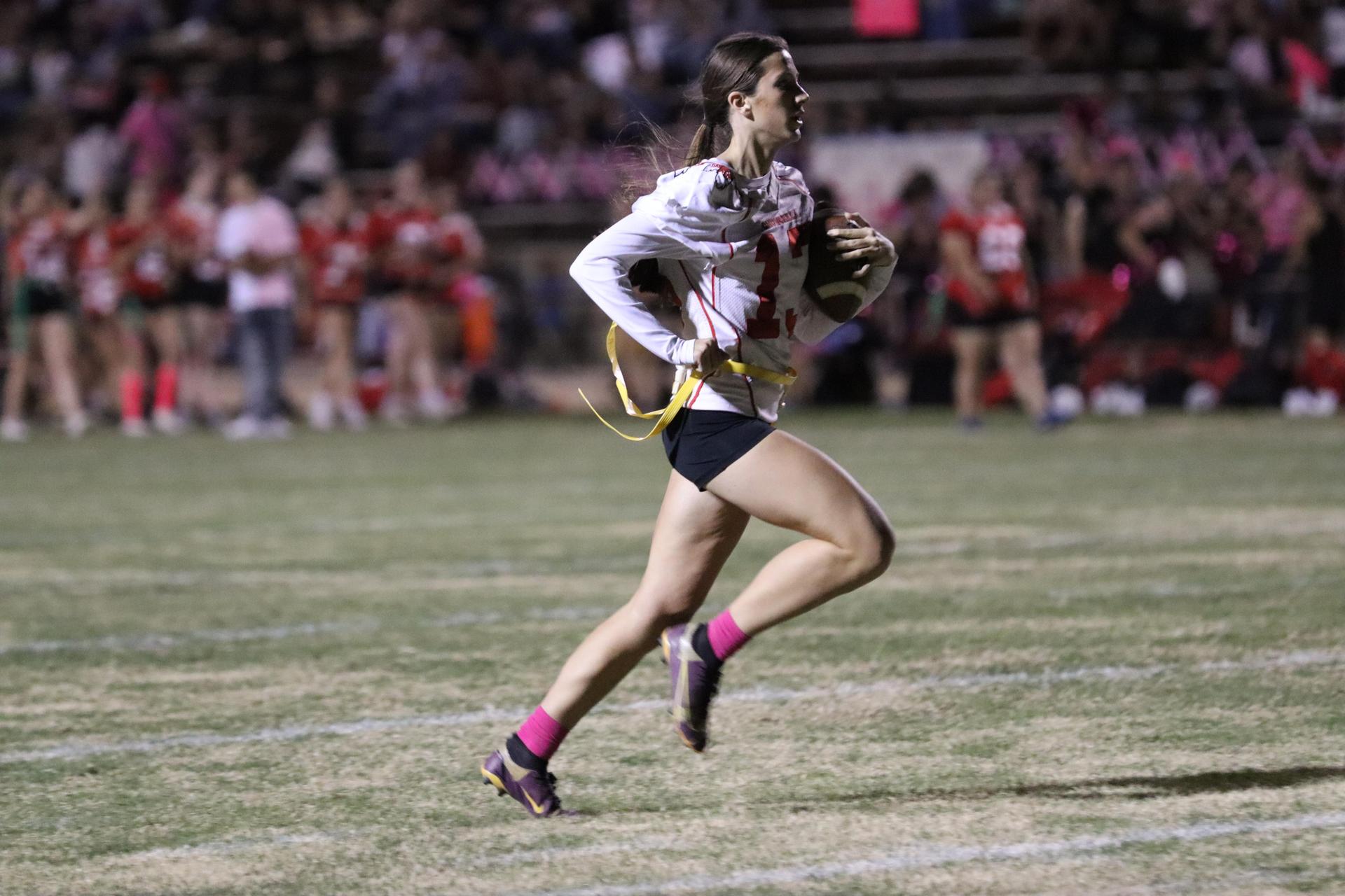 girls playing flag football